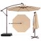 Costway Patio 10FT Hanging Offset Umbrella 32 LED Lights Sand Bag Outdoor Cross Base Beige/Turquoise/Dark Gray/Wine/Coffee/Navy